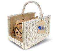 Creative Home Fireplace Firewood White Wicker Log Basket Storage
