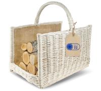 Creative Home Fireplace Firewood White Wicker Log Basket Storage