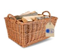 Creative Home Fireplace Firewood Wicker Log Basket Storage | 47 x 33 x 30 cm Large Rectangular | Natural Wicker Basket with Handle Liner | Handmade Durable | Natural Thick Willow Holder