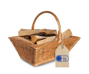 Creative Home Fireplace Firewood Wicker Log Basket Storage | 50 x 40 x 37 cm Large Rectangular | Wicker Basket with Handle Liner | Handmade Durable | Natural Brown Thick Willow Holder