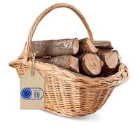 Creative Home Fireplace Firewood Wicker Log Basket Storage | 60 x 40 x 39 cm Large Round Oval | Wicker Basket with Handle Liner | Handmade Durable | Natural Brown Thick Willow Holder