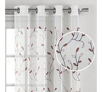 Creative Home Ideas Sheer Extra Wide Filtering Grommet Single Curtain Panel, Polyester, Light Pink/Rust, 54" W x 84" L (Pack of 1)