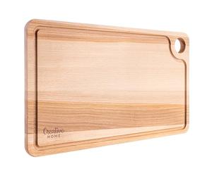 Creative Home Large Wooden Cutting Chopping Board | 42x24.5x1.5cm (+/-1cm) | Natural Beech Wood - Better Than Bamboo | Rectangular Kitchen Board + Juice Groove | for Meat Fruit Bread Serving Platter