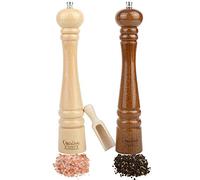 Creative Home Large Wooden Salt & Pepper Grinder Set | 31.5 cm Height | Mill with Mini Wooden Scoop | Natural Beech Wood | Pefect for Coffee Beans and Spice | Manual Mechanism | Salt & Pepper Shaker