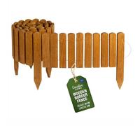 Creative Home Log Wooden Fixed Border Fence, 20cm High, Impregnated | Natural Flexible Picket Log Garden Edging for Lawn, Flower Beds and Paths, Wooden Garden Border, Weather Resistant, 200cm