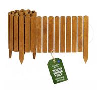 Creative Home Log Wooden Fixed Border Fence, 30cm High, Impregnated | Natural Flexible Picket Log Garden Edging for Lawn, Flower Beds and Paths, Wooden Garden Border, Weather Resistant, 200cm