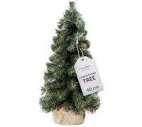 Creative Home Mini Artificial Flocked Christmas Tree with Stand | Size 40 cm | Miniature Little Xmas Tree Small Cone Branches | Realistic Decoration | Tabletop Desk Office | Indoor & Outdoor