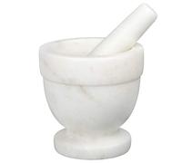 Creative Home Natural Marble Mortar and Pestle Set Spice Grinder Guacamole Molcajete Bowl Kitchen Spices Herbs Pesto Grinder, 4" Diam. x 4" H, Off-White (color may vary)