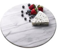 Creative Home Natural Marble Round Trivet Cheese Board Dessert Snack Appetizers Bread Serving Plate Serving Tray, 8" Diameter, Off-White (color may vary)
