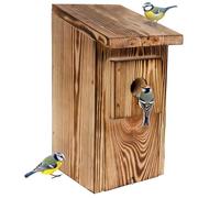 Creative Home Nest Box Flamed Brown | 30 x 14 x 14 cm | Outdoor Bird Nest Box | Natural Pine Wood | Protection from Predators | Perfect for Any Bird in the Forest Garden