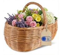 Creative Home Picnic Wicker Basket Shopping Basket with Handle | 47 x 31 x 36 cm | Simple Basket Natural Brown | Large, Lightweight, Hand-Woven, Universal