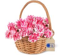 Creative Home Small Wicker Basket Easter Basket with Handle | 22x22x26 cm (+/- 2 cm) | Egg Basket | Carry Hand-Woven Gift Basket Fruit Basket Flower Basket | Kids Natural Brown Baskets