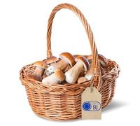 Creative Home Small Wicker Shopping Basket with Handle | 30 x 27 x 24 cm (+/- 1 cm) | Christmas Xmas Lightweight Durable Basket Fruit | Natural Brown