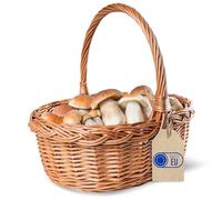 Creative Home Small Wicker Shopping Basket with Handle | 30 x 35 x 30 cm (+/- 1 cm) | Christmas Basket Lightweight Durable Fruit | Natural Brown