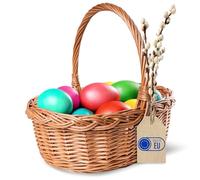 Creative Home Small Wicker Shopping Basket with Handle | 30 x 35 x 30 cm (+/- 1 cm) | Easter Basket Lightweight Durable Basket Fruit Basket | Natural Brown