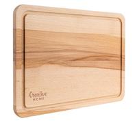 Creative Home Small Wooden Cutting Chopping Board | 30.5x22.5x1.5cm (+/-1cm) | Natural Beech Wood - Better Than Bamboo | Rectangular Kitchen Board | for Meat Fruit Bread Serving Platter | Reversible