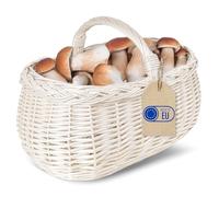 Creative Home White Wicker Shopping Basket Car Basket | 45 x 32 x 34 cm (+/- 1 cm) Large & Light | Natural Thick Willow Woven | Easter, Picnic, Fruit, Gift