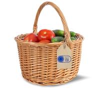 Creative Home Wicker Basket with Handle | 35 x 35 x 36 cm (+/- 2 cm) Large & Light | Handwoven, Gift Basket, Fruit Basket, Picnic Basket, Easter | Natural Brown Colour