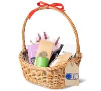 Creative Home Wicker Basket with Handle for Gift Hamper | 37x30x37cm (+/- 1cm) | Christmas Xmas Oval Gift Basket Light Oblique | Natural Thick Willow Woven | Party Picnic Fruit
