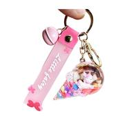 Creative Ice Cream Floating Unicorn Keychain Cute Kawaii Motion Liquid Quicksand Keyring Bag Car Keys Pendant for Girls