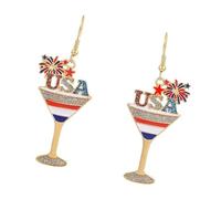Creative Independence Day Earrings Alloy Texture Geometric Ear Jewelry Suitable for Elegant Women Daily Wear Trendy Bowknot