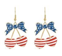 Creative Independence Day Earrings Alloy Texture Geometric Earrings Ear Jewelry Suitable for Elegant Women Daily Wear Patriotic Bend