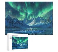 Creative Indoor Hobby: Polar Bears Under Aurora Borealis, 300 PCS, Adult Tabletop Puzzle, with A Decorative Finished Picture