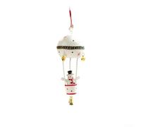 Creative Iron Holiday Ornaments Featuring Hot Air Balloons, Snowmen, and Reindeer, Suitable for Christmas Tree and Home Decoration (White)