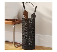 Creative Iron Umbrella Stand Modern Free Standing Holder for Canes & Walking Sticks Round Woven Rattan Imitation Bucket for Entryway Home Supermarket Decor