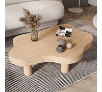 Creative Irregular Coffee Table Cloud-Shaped Accent Table Round Thick Wooden Side Table Modern 3-Leg Design for Living Room Furniture Stylish Small Tea Table