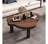 Creative Irregular Coffee Table Cloud-Shaped Round Accent Table Thick Solid Wood Side Table Modern 3-Legged End Table for Living Room Furniture