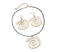 Creative Irregular Metal Spiral Pendant Choker Necklace Drop Earrings for Women Trend Goth Party Jewelry Set Gift New