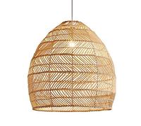 Creative Japanese The Chaner, Hanging Single Head Lamp, Pastoral Personality Ceiling Lighting Fixture, for E27 Base Bedroom, Study Handmade Bamboo Lantern/Black/17.7In