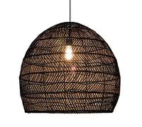 Creative Japanese The Chaner, Hanging Single Head Lamp, Pastoral Personality Ceiling Lighting Fixture, for E27 Base Bedroom, Study Handmade Bamboo Lantern/Black/17.7In