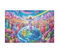 Creative Jesus World Blessing Religious Faith Spiritual 1000 Piece Adult Jigsaw Puzzle Fun Engaging Stimulating Perfect Hobby for Family Or Friends 1000 PCS（75x50cm）