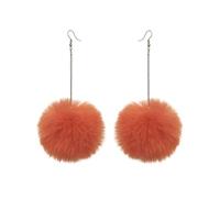 Creative Jewelry,Chinese style earrings, Colorful Fluffy Plush Soft Rabbit Fur Ball Earrings for Women Girls Party Holiday Jewelry Gifts(Orange)