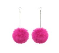 Creative Jewelry,Chinese style earrings, Colorful Fluffy Plush Soft Rabbit Fur Ball Earrings for Women Girls Party Holiday Jewelry Gifts(Pink)