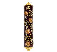 Creative Judaica, Bless This House Mezuzah Case - Pomegranate Tree Design Judaica, Door Mezuza Case 4"