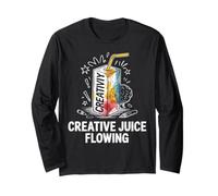 Creative Juice Flowing Funny Brain and Juice Box Long Sleeve T-Shirt