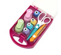Creative Kids Diy Puncher Craft Set, 2024 New Crafting Scrapbook Punch Set, Handcraft Tool Set, Embossing Machine Scissors Lace Set, Star Heart Flower Punch Machine for Handcraft Projects (Style B)