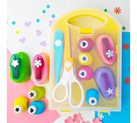Creative Kids DIY Puncher Craft Set, Craft Hole Punch Shapes Set, Hole Punch for Kids, Shape Cutters for Crafts, Leaf, Butterfly, Star Heart Flower Shaped Punch DIY Craft Projects