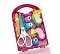 Creative Kids DIY Puncher Craft Set, Craft Scissors Punch Set, Embossing Tool & Lace Scissors for Paper Shaping, Scrapbooking, Card Making, and Children's Crafting Projects (A)