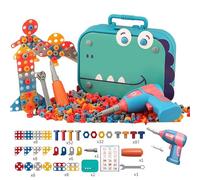 Creative Kids Tool Set Box 351 Pcs,Electric Drill Toy 3D Take Apart Toys for Kids,Educational Construction Stem Puzzles Toy,Pretend Play Tool,Gift for Age 3 4 5 Years Old (dinosaur (210 pcs）)