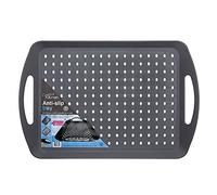 Creative Kitchen PACK OF 2 Large Anti-Slip Dinner/Drinks Serving Tray with Easy Grip Handles & High Grip Rubber Base,Grey and White,One Size,M3380X2