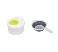Creative Kitchen Salad Spinner, White, 23 x 23 x 15.5 cm & Addis 517522 "Pop & Store Collapsible Food Colander with Handle, White and Grey, 34 x 20 x 3 cm