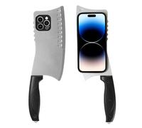 Creative Knife Shape Shockproof Case Compatible with Samsung Galaxy S24, Rugged Funny Protective Cover for Men, Unique Kitchen Gadget Gag Gift for Party (Silver)
