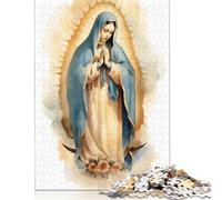 Creative Lady of Guadalupe Watercolor Artwork Paper 1000 Pieces Jigsaw Puzzle for Adults Rectangular Puzzle Brain Exercise Challenge Game 1000pcs (38x26cm)