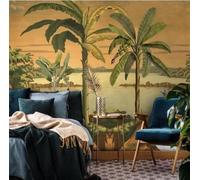 Creative Lakeside Banana Trees Peacocks Butterflies 3D Wallpaper Easy Install Feature Office Living Room Sofa Bedroom TV Background Wall Decoration-250cm×170cm