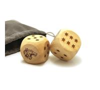 Creative Large Dice Set - Wooden Engraved Wolf Head Logo Game Dices Set Rolling Decider for Playing Game Party Favor (2PCS)