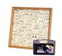 Creative Lasering Cut Wooden Puzzle Cats Shape Design for Coloring and Assembly Into Frame Enhancing Fine Motor Skills Wooden Painting Tool